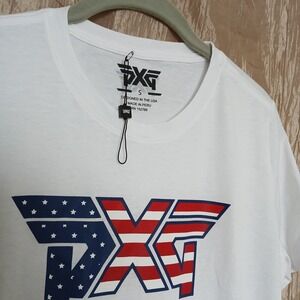 PXG Parsons Xtreme Golf T Shirt USA Flag Men's Small White Short Sleeve NWOT *